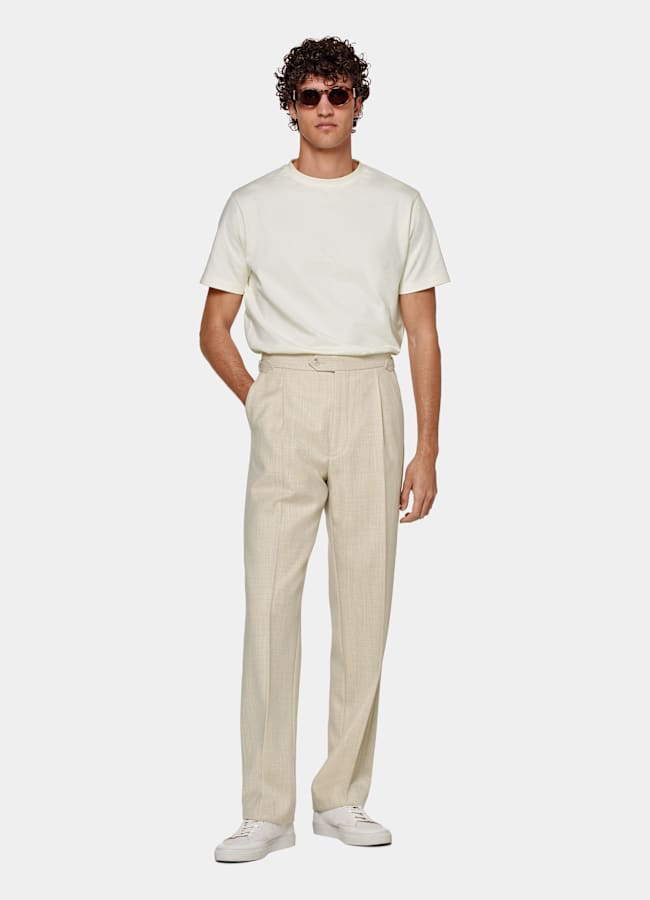 SUITSUPPLY Pure Cotton Off-White Crewneck T-Shirt