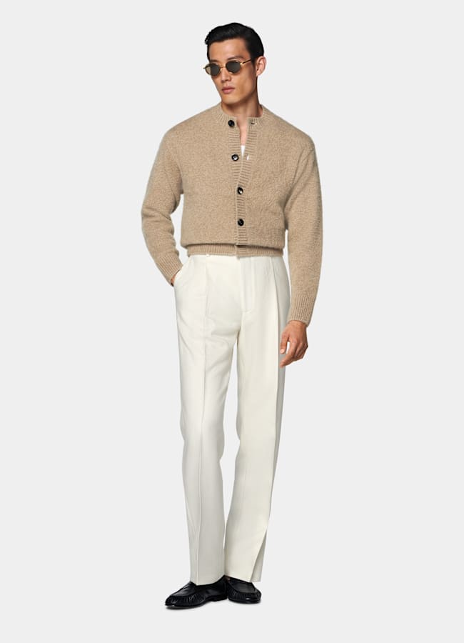 SUITSUPPLY Alpaca Blend Mid Brown Crewneck Cardigan