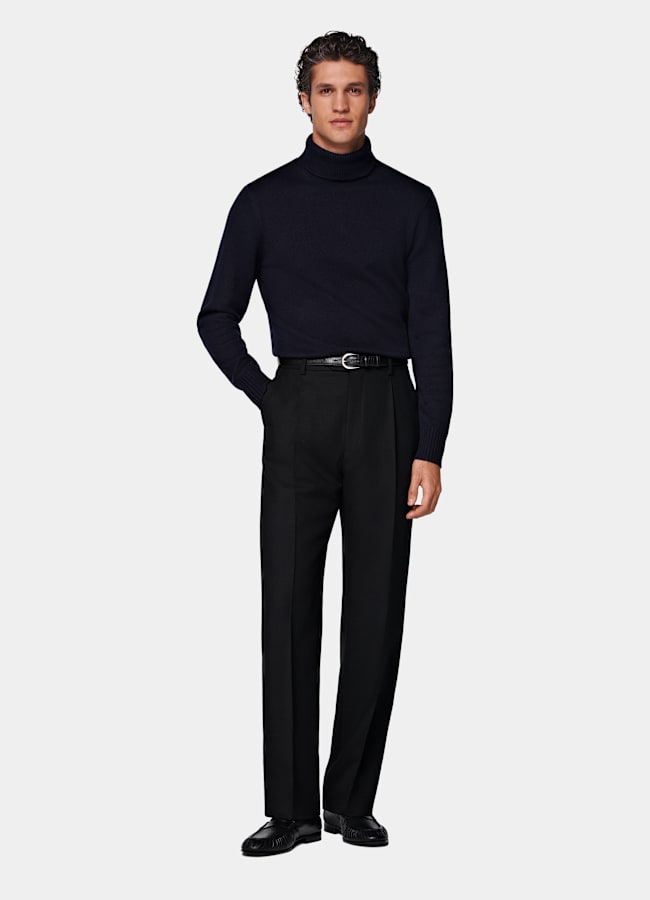 SUITSUPPLY Pur cachemire Col roulé bleu marine