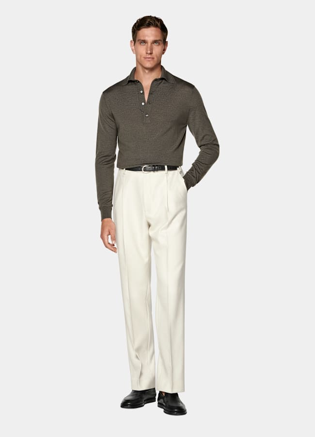 SUITSUPPLY Pure Wool Green Long Sleeve Polo