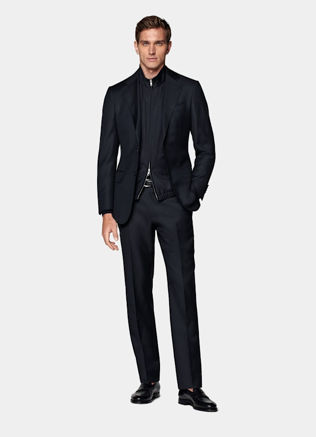 SUITSUPPLY All Season Pure S110's Wool by Vitale Barberis Canonico, Italy Navy Tailored Fit Havana Suit