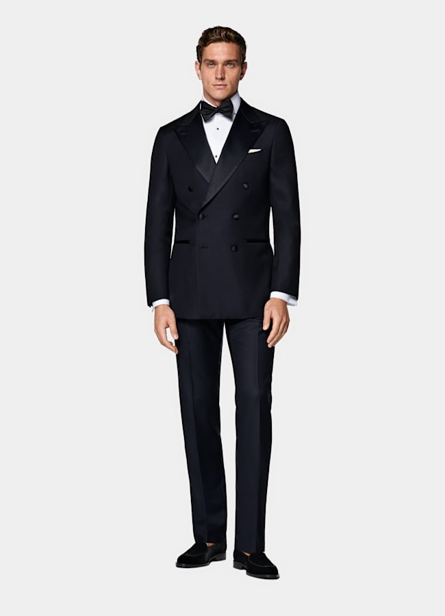 SUITSUPPLY All Season Pure S110's Wool by Vitale Barberis Canonico, Italy Navy Tailored Fit Havana Tuxedo