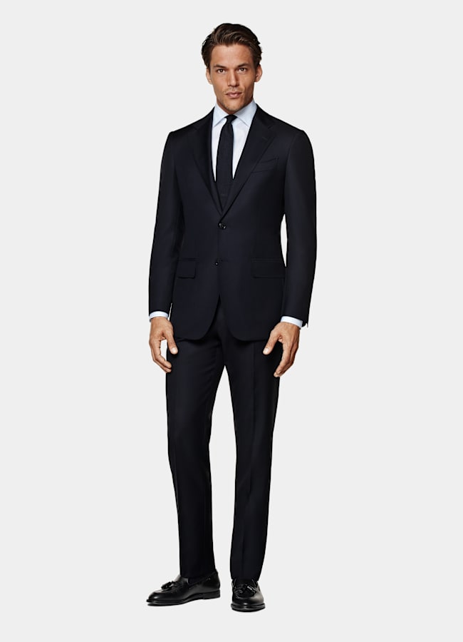 SUITSUPPLY All season Reine Schurwolle S110's von Vitale Barberis Canonico, Italien Havana Anzug navy Tailored Fit