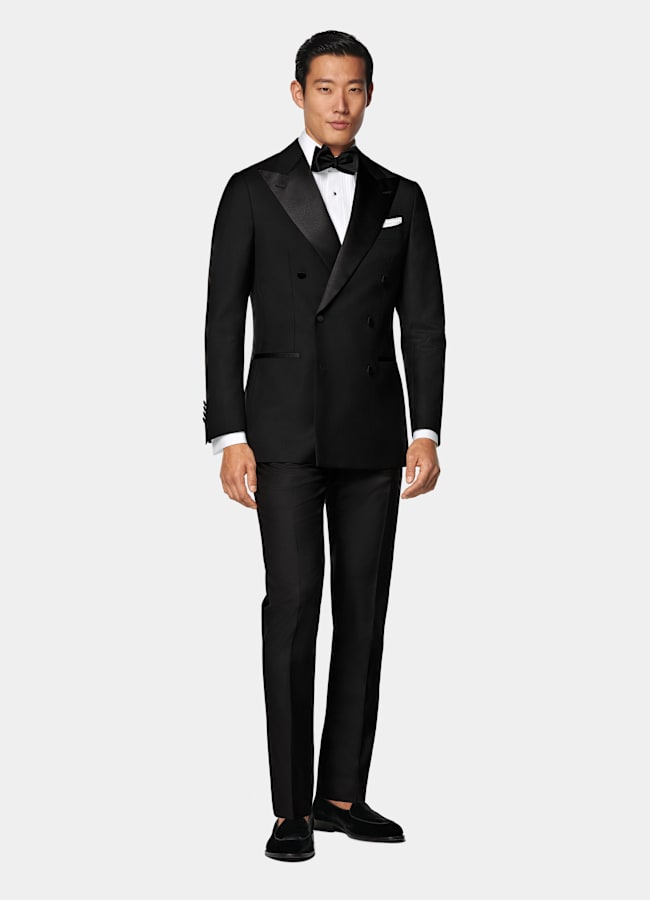 SUITSUPPLY All Season Pure S110's Wool by Vitale Barberis Canonico, Italy Black Tailored Fit Havana Tuxedo