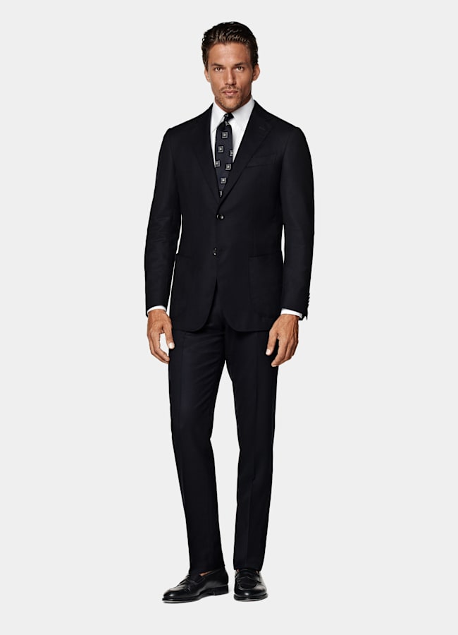 SUITSUPPLY Winter Pure S120's Flannel Wool by Vitale Barberis Canonico, Italy Navy Tailored Fit Havana Suit