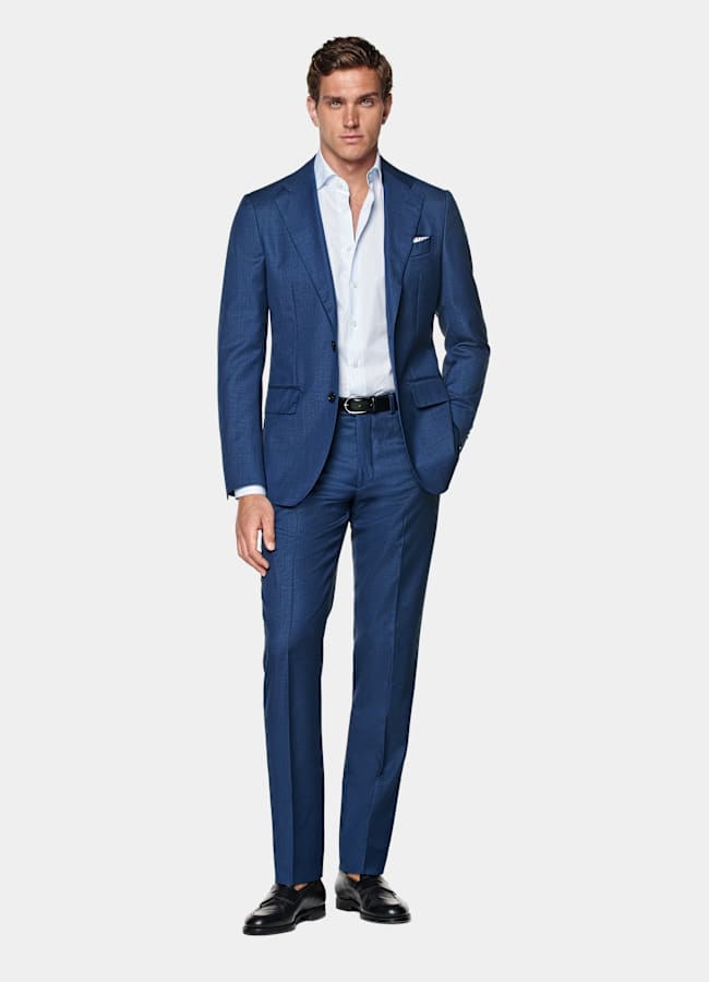 SUITSUPPLY All season Reine Schurwolle S110's von Vitale Barberis Canonico, Italien Havana Anzug mittelblau Tailored Fit