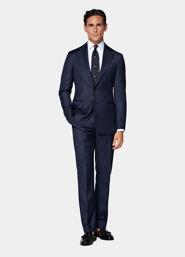 SUITSUPPLY All Season Pure S110's Wool by Vitale Barberis Canonico, Italy Mid Blue Tailored Fit Havana Suit