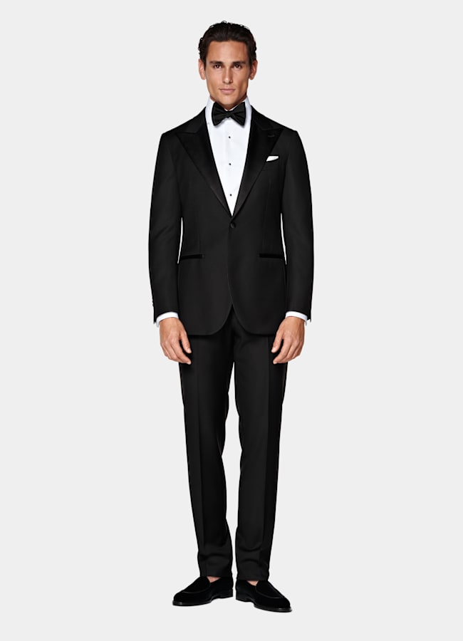 SUITSUPPLY All Season Pure S110's Wool by Vitale Barberis Canonico, Italy Black Tailored Fit Havana Tuxedo