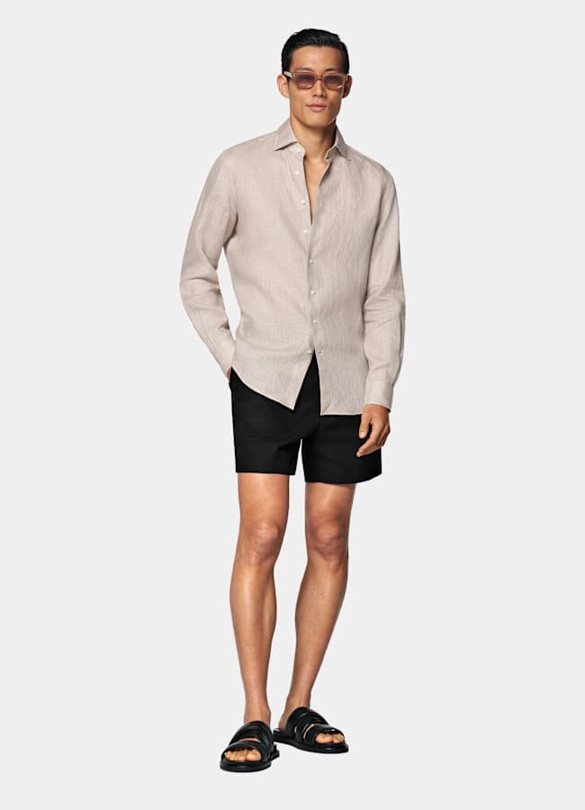 SUITSUPPLY Pur lin - Baird McNutt, Royaume-Uni Chemise en lin taupe