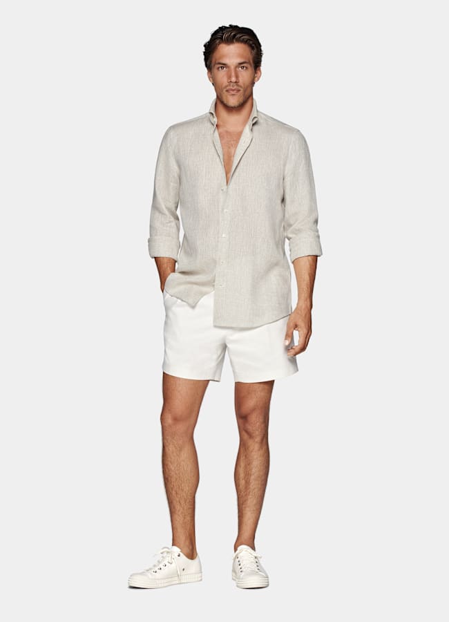 SUITSUPPLY Pure Linen by Albini, Italy Sand Linen Shirt