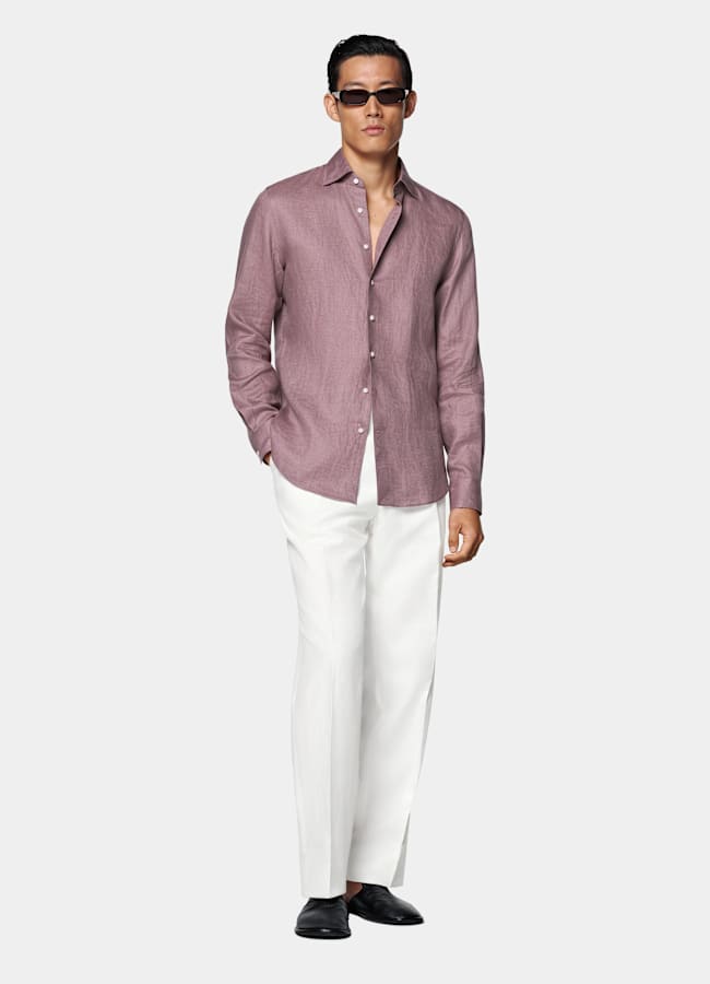 SUITSUPPLY Pure Linen by Baird McNutt, United Kingdom Purple Linen Shirt