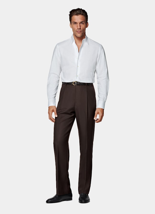 SUITSUPPLY Cotton Linen by Testa 1919 Srl, Italy White Classic Collar Shirt