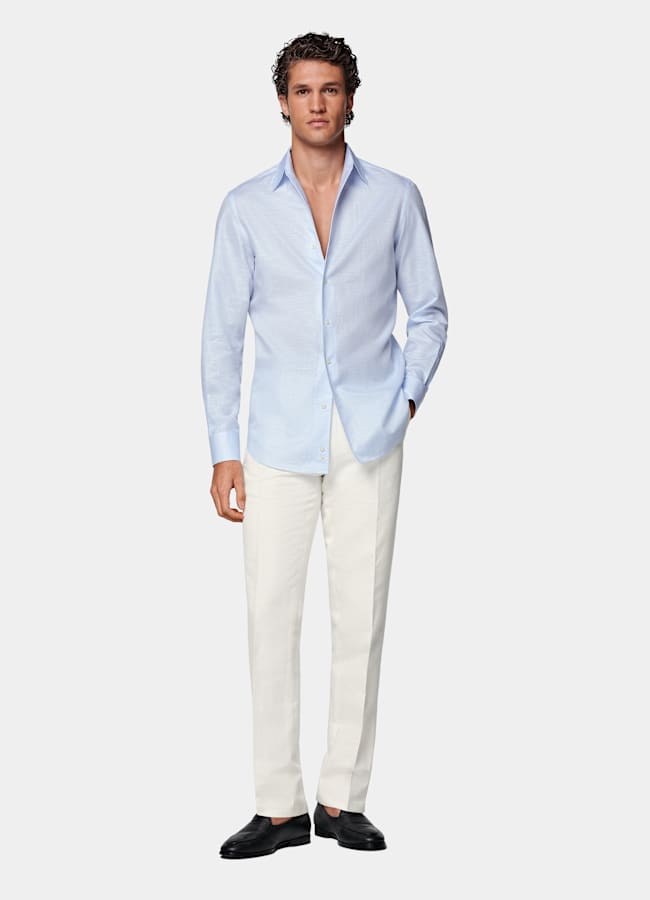 SUITSUPPLY Cotone e lino - Testa 1919 Srl, Italia Camicia azzurra colletto classico