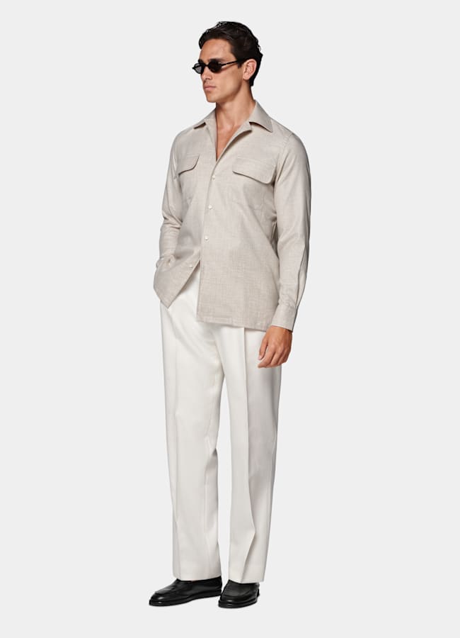 SUITSUPPLY Egyptian Cotton Flannel by Beste, Italy Sand Cotton Flannel Shirt