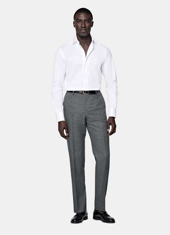 SUITSUPPLY Wrinkle-Free Pima Cotton by Weba, Switzerland White Widespread Collar Shirt