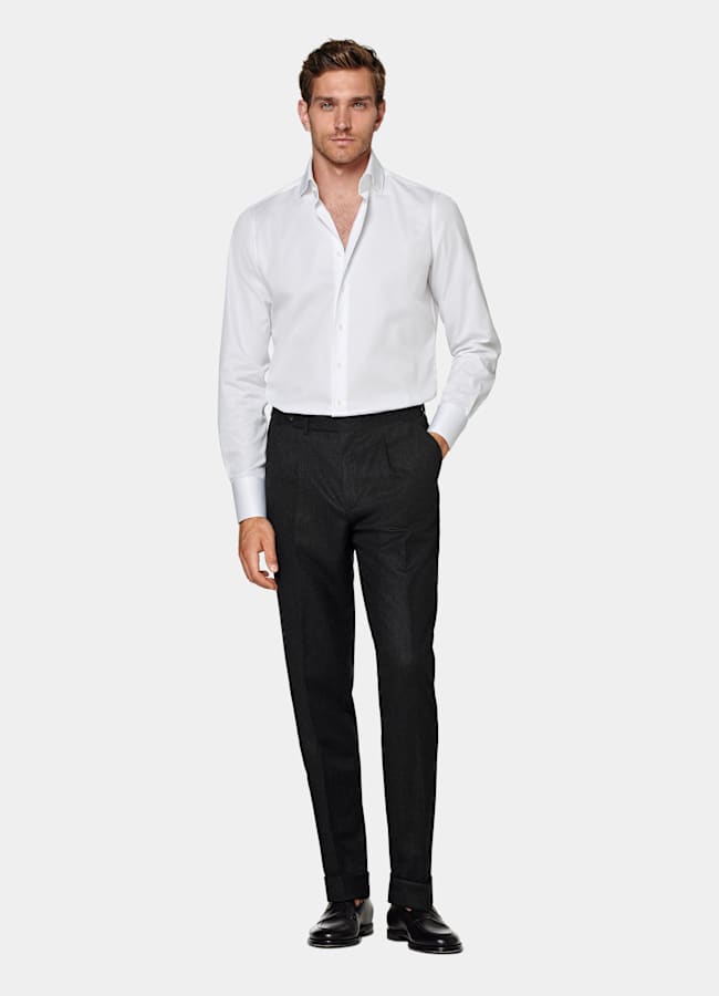 SUITSUPPLY Egyptian Cotton by Thomas Mason, Italy White Widespread Collar Shirt