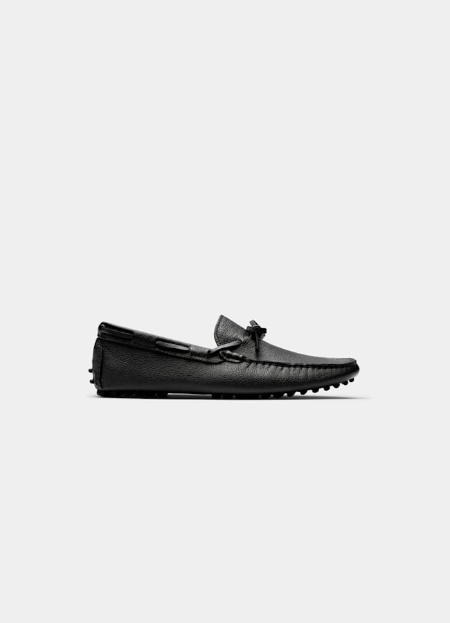 SUITSUPPLY Italian Calf Leather Black Driving Moccasins