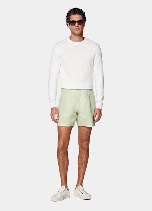 SUITSUPPLY Pure Linen by Baird McNutt, United Kingdom Light Green Straight Leg Shorts