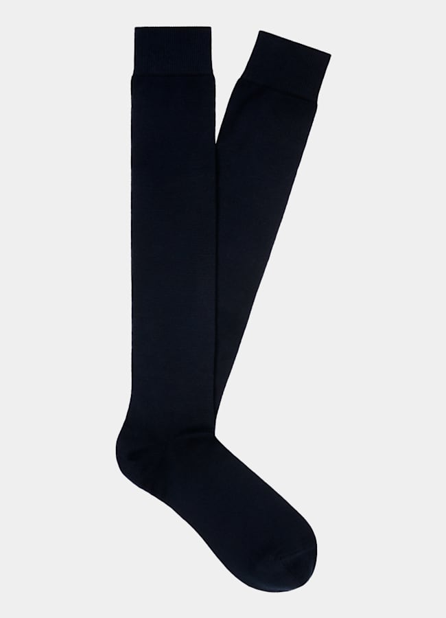 SUITSUPPLY Pure Cotton Blue Knee High Socks