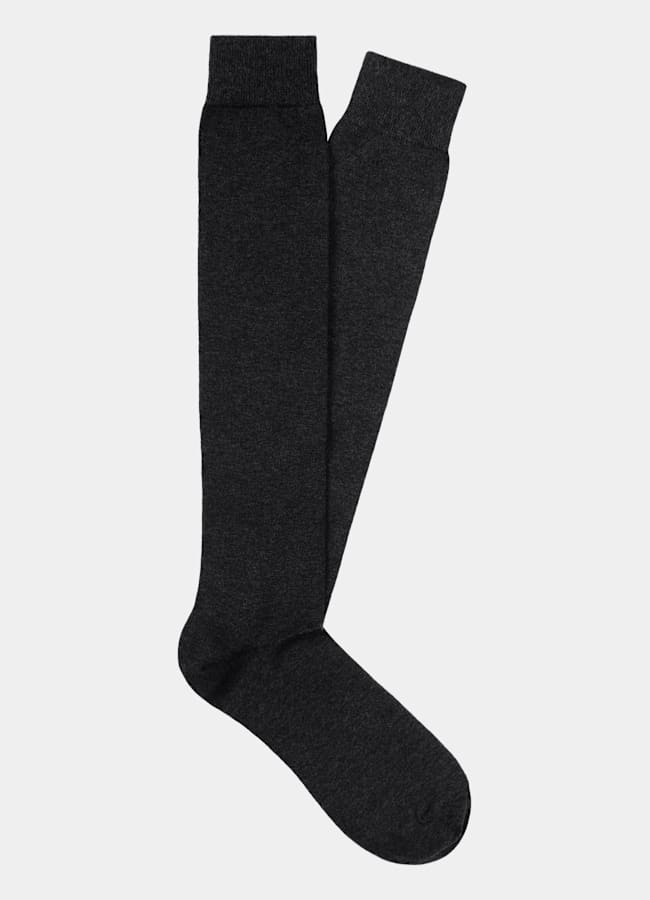 SUITSUPPLY Pure Cotton Dark Grey Knee High Socks