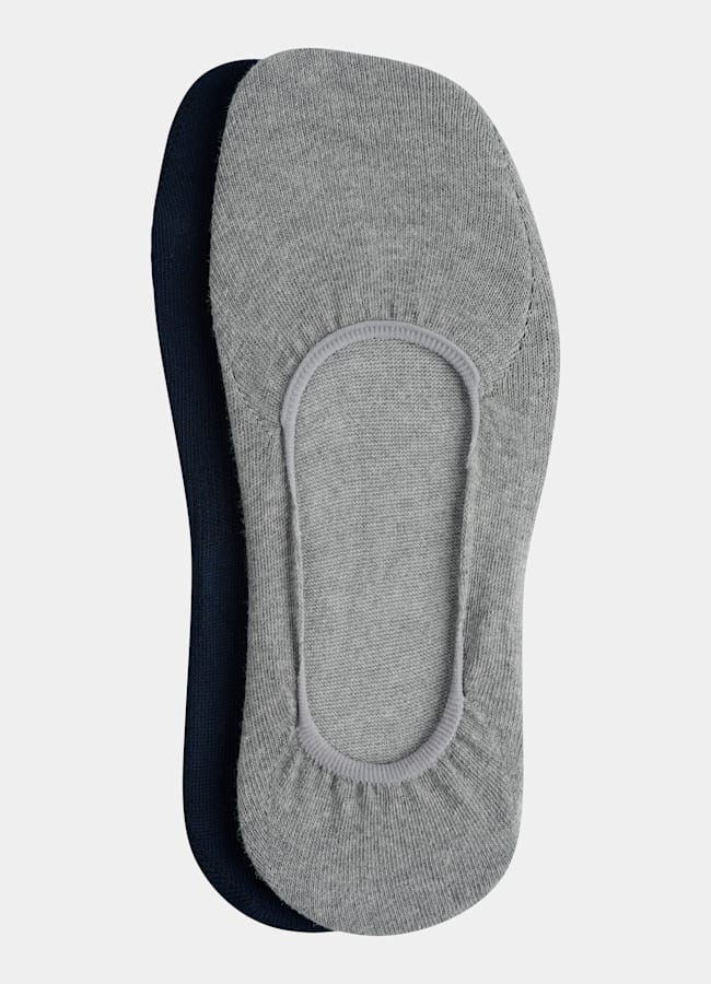 SUITSUPPLY Pure Cotton Blue and Grey No Show Socks 4-Pack