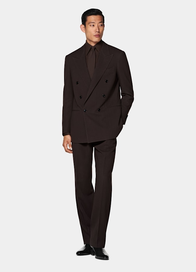 SUITSUPPLY All season Pure laine par Botto Giuseppe, Italie Costume Roma coupe Relaxed marron foncé