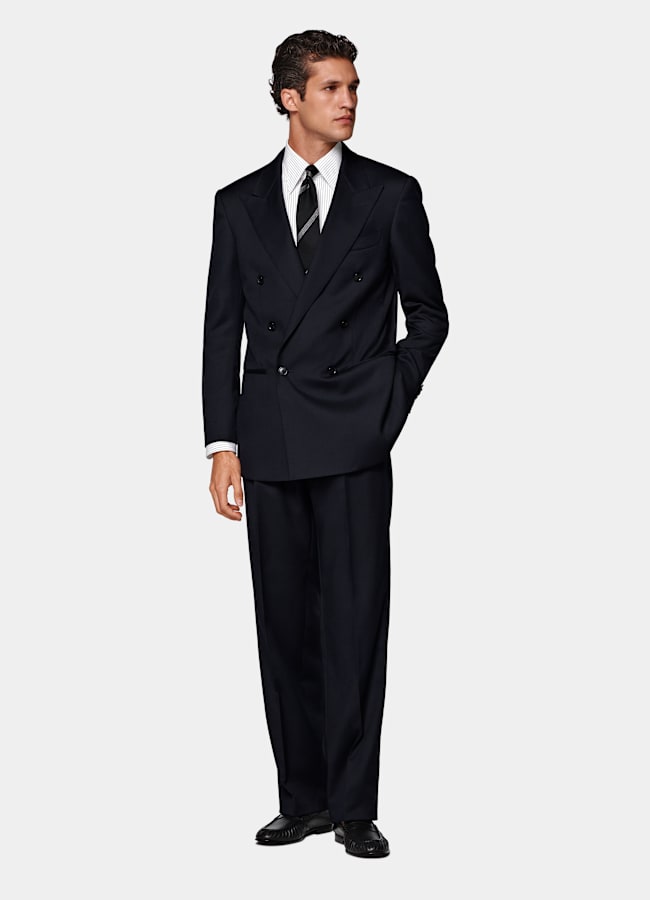 SUITSUPPLY All season Wolle Mohair von Vitale Barberis Canonico, Italien Roma Anzug navy Relaxed Fit