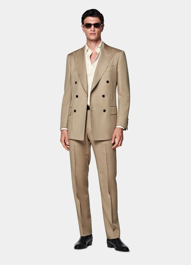 SUITSUPPLY All season Wolle Mohair von Vitale Barberis Canonico, Italien Milano Anzug mittelbraun Tailored Fit