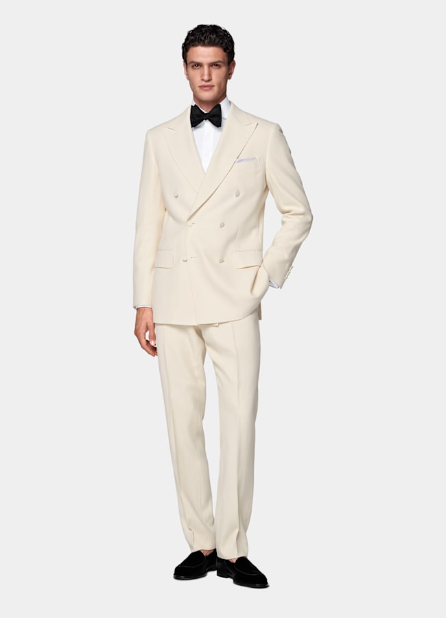 SUITSUPPLY All season Viscose laine par Emmetex, Italie Smoking Milano coupe Tailored blanc cass&eacute;