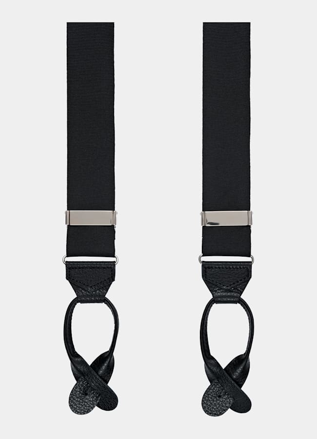 SUITSUPPLY Polyester Blend & Leather by Gigidue, Italy Black Suspenders