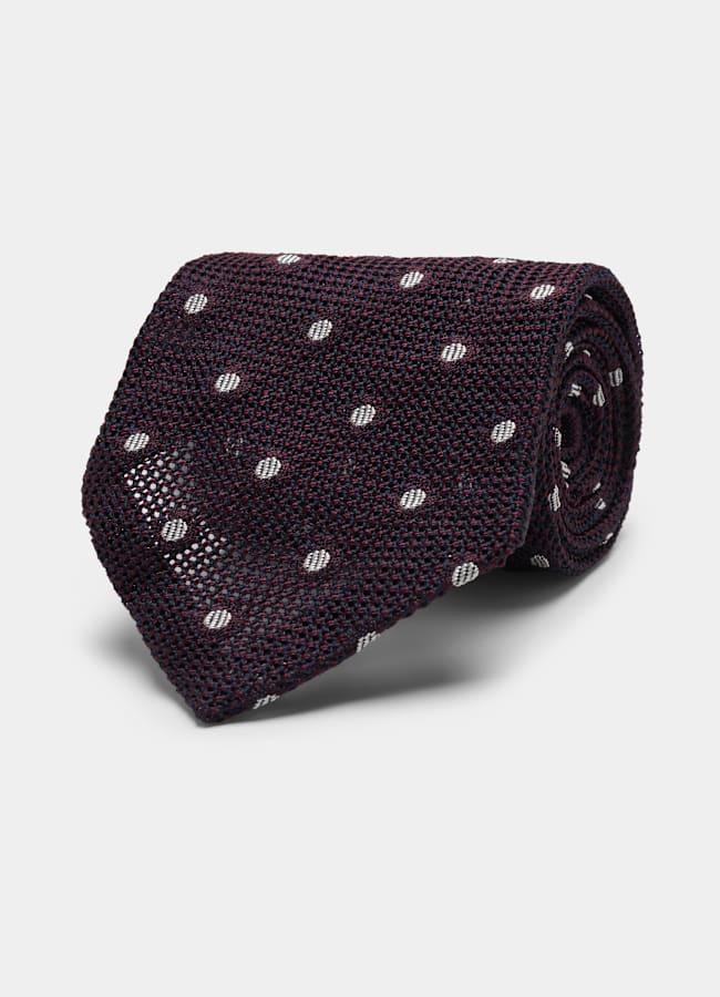 SUITSUPPLY Silk by Canepa, Italy Dark Red Dots Grenadine Tie