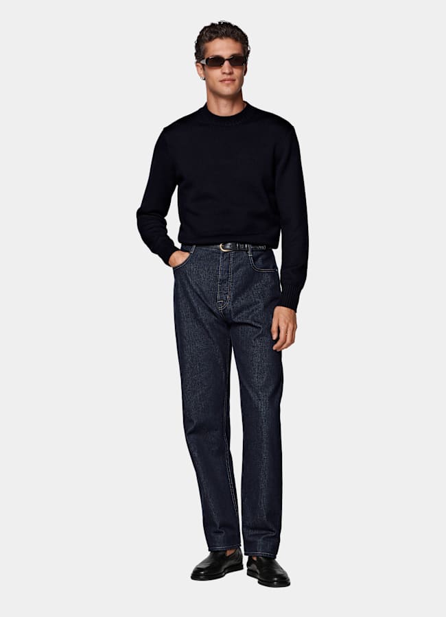 SUITSUPPLY All Season Pure Cotton by Candiani, Italy Dark Blue Straight Leg Tapered Jeans