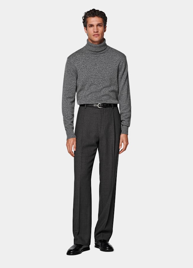 スーツ BEVAN UP wide dark gray slacks Regular Fit Suit Pants - Dark gray - Men | H&M US