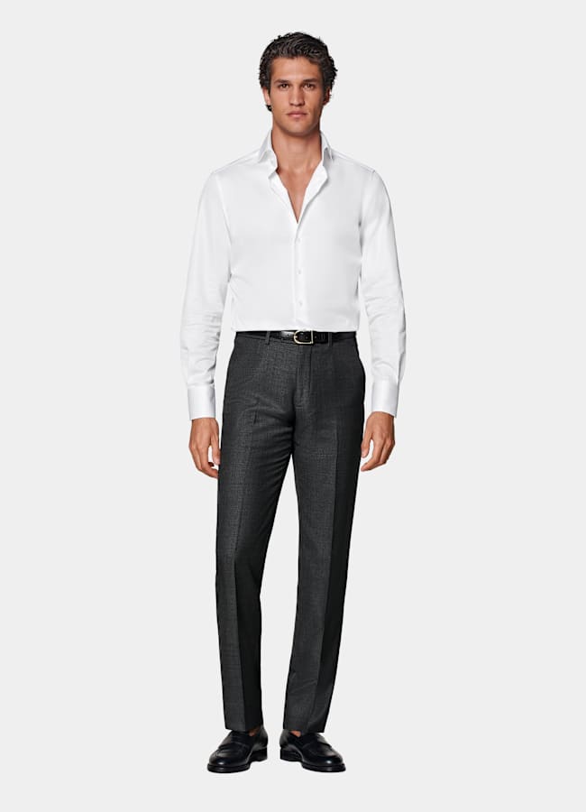 SUITSUPPLY All Season Pure S110's Wool by Vitale Barberis Canonico, Italy Dark Grey Slim Leg Straight Suit Trousers