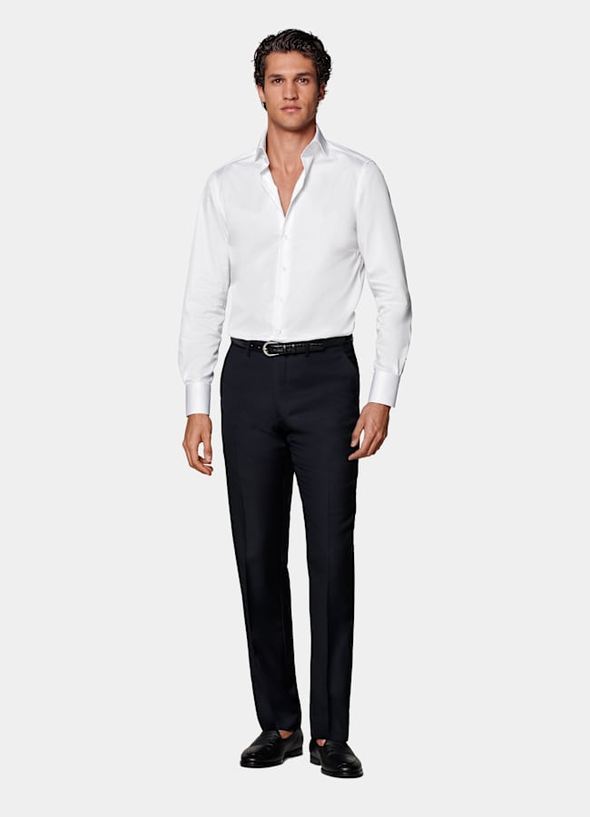 SUITSUPPLY All Season Pure S110's Wool by Vitale Barberis Canonico, Italy Navy Slim Leg Straight Suit Pants