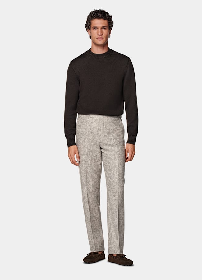 SUITSUPPLY Hiver Flanelle de laine circulaire par Vitale Barberis Canonico, Italie Pantalon Straight Leg taupe