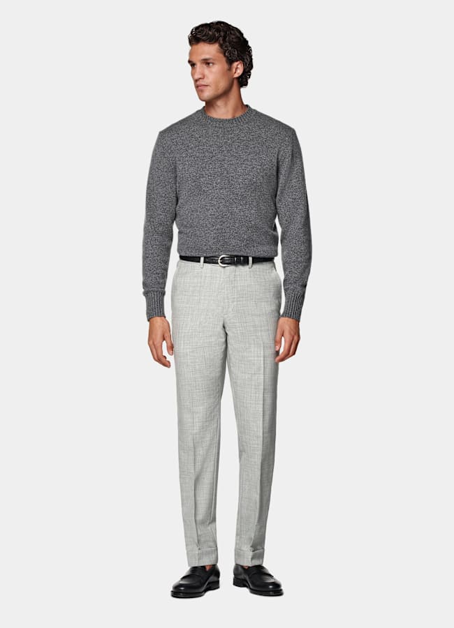 パンツ Wool Tropical Tapered Slacks Pants 4 Light Grey Slim Leg Tapered Suit Pants in Pure S120's