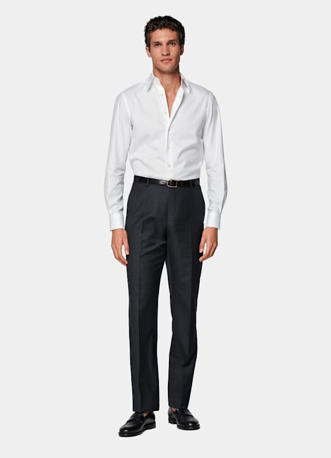 SUITSUPPLY All Season Pure Wool by Reda, Italy Dark Grey Perennial Straight Leg Suit Trousers