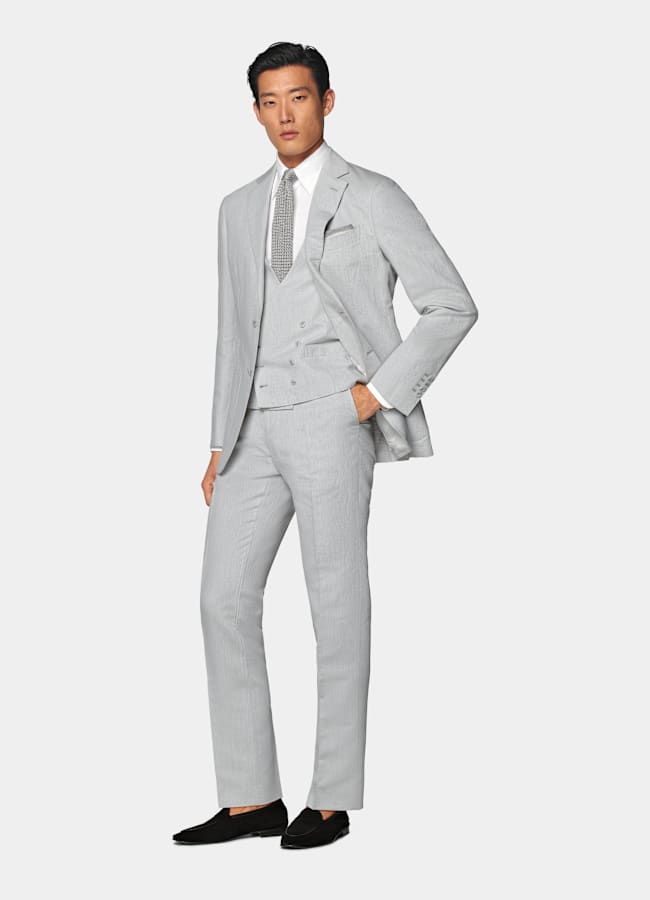 SUITSUPPLY Linen Cotton by Di Sondrio, Italy Light Grey Waistcoat