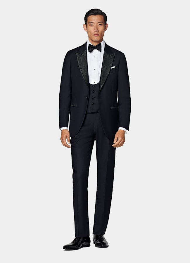 SUITSUPPLY Pura lana S110s de Vitale Barberis Canonico, Italia Chaleco de esmoquin azul marino