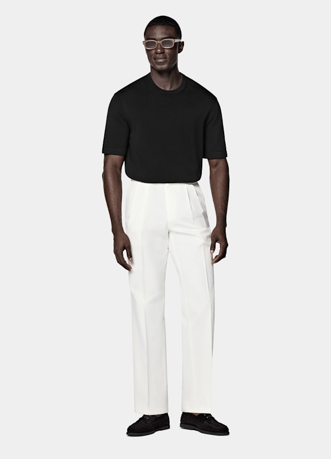 SUITSUPPLY Cotton Silk Black Short Sleeve Crewneck