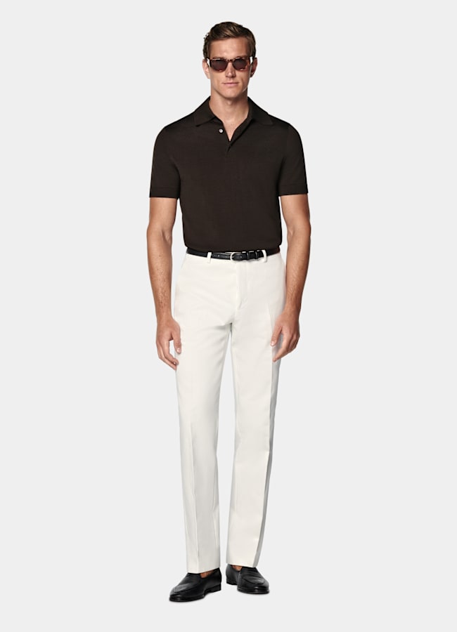 SUITSUPPLY Californian Cotton & Mulberry Silk Dark Brown Polo
