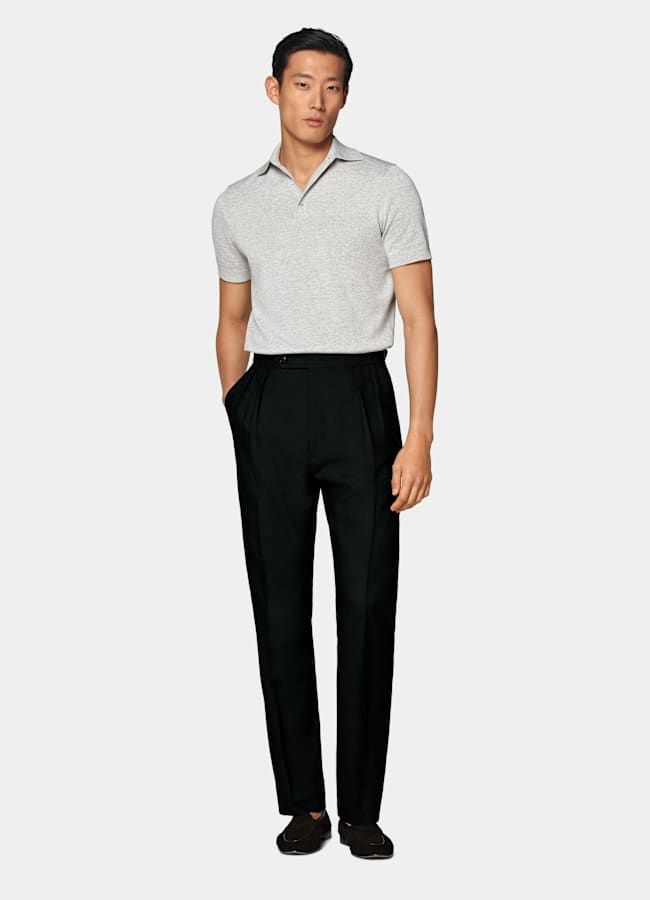 SUITSUPPLY Cotton Silk Light Grey Polo