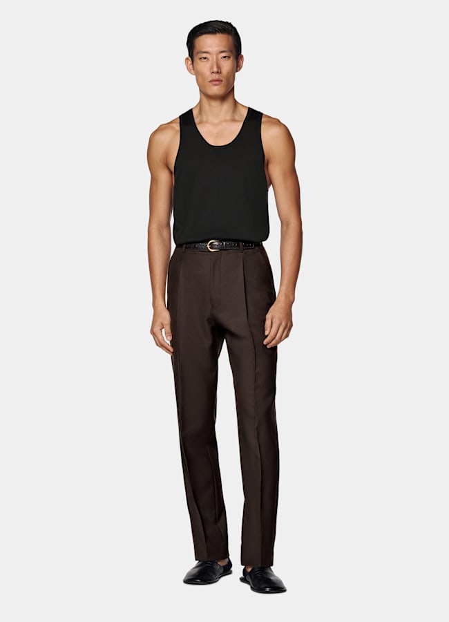 SUITSUPPLY Cotton Silk Black Knitted Tank Top