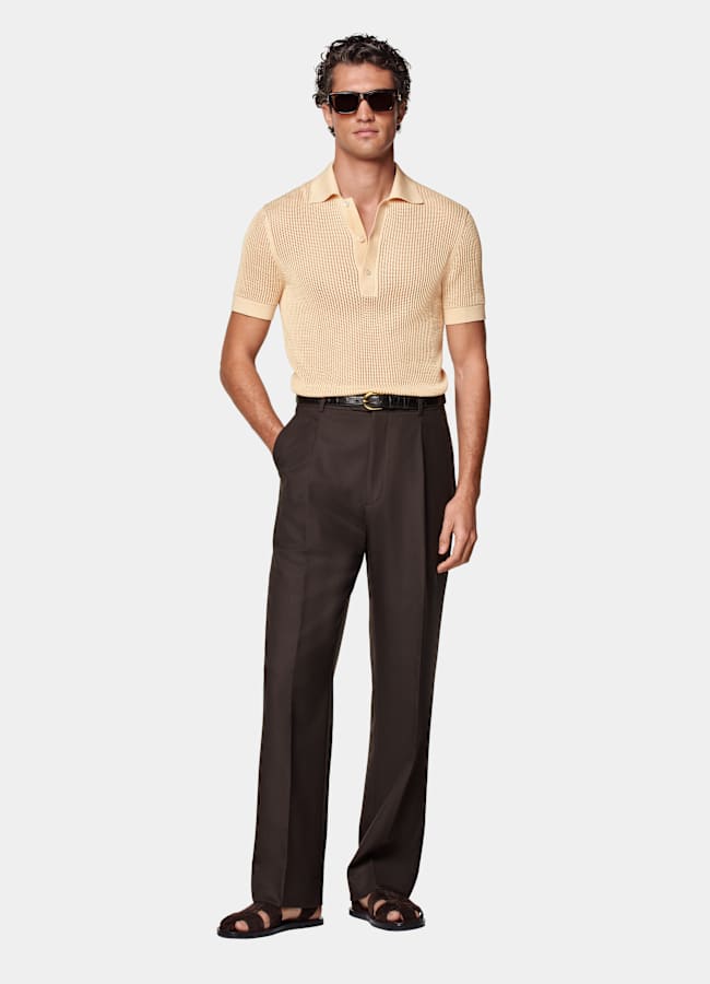 SUITSUPPLY Cotton Silk Light Yellow Crochet Polo