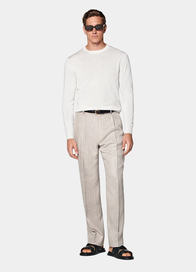 SUITSUPPLY Cotton Silk Off-White Crewneck