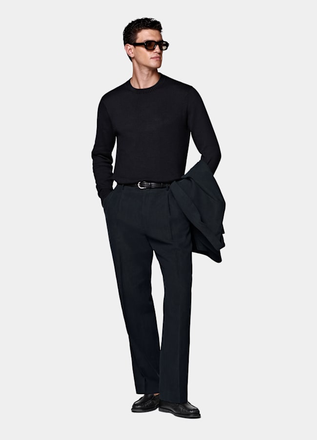 SUITSUPPLY Pure Cotton Navy Crewneck