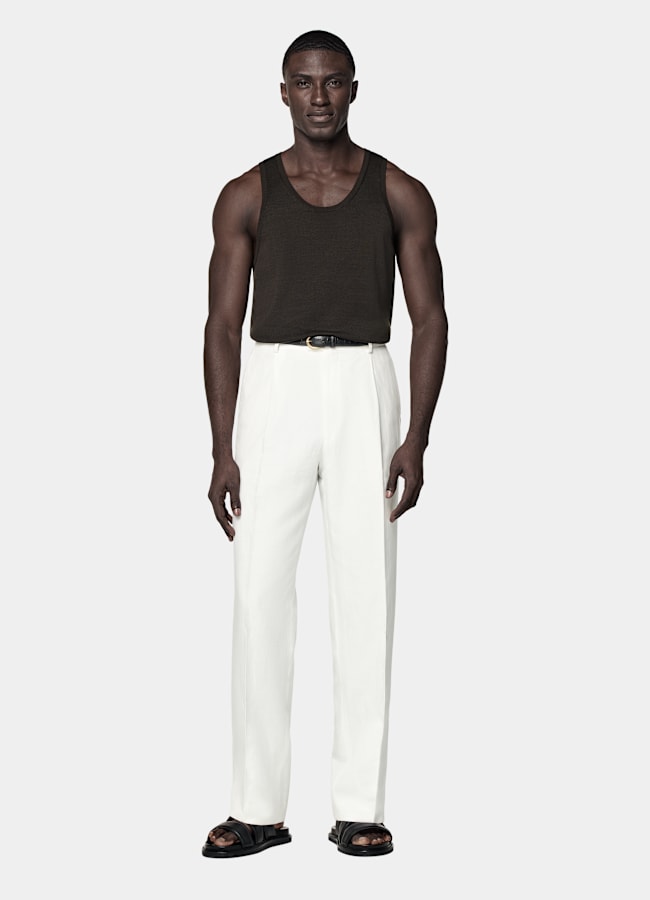 SUITSUPPLY Cotton Silk Dark Brown Knitted Tank Top