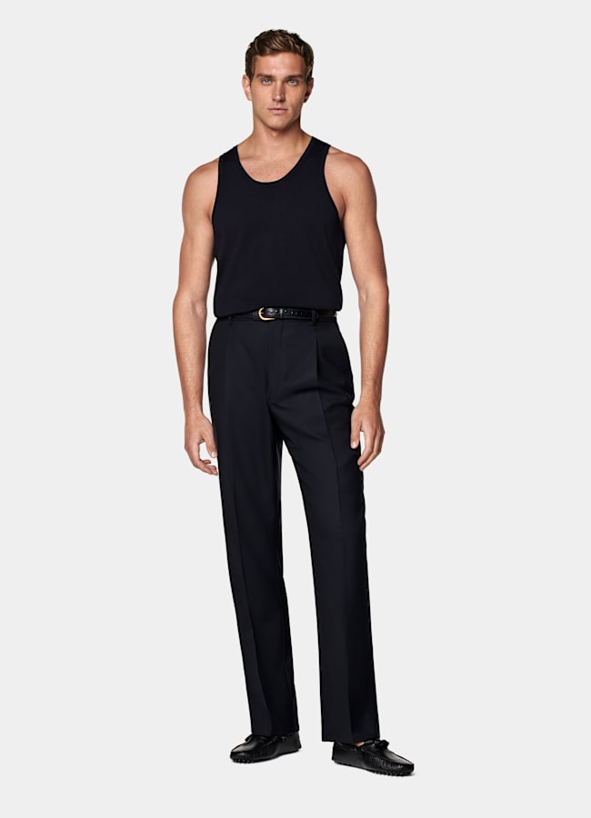SUITSUPPLY Cotton Silk Navy Knitted Tank Top