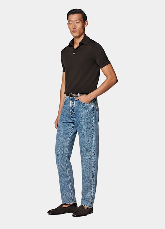 SUITSUPPLY Cotton Silk Dark Brown Polo